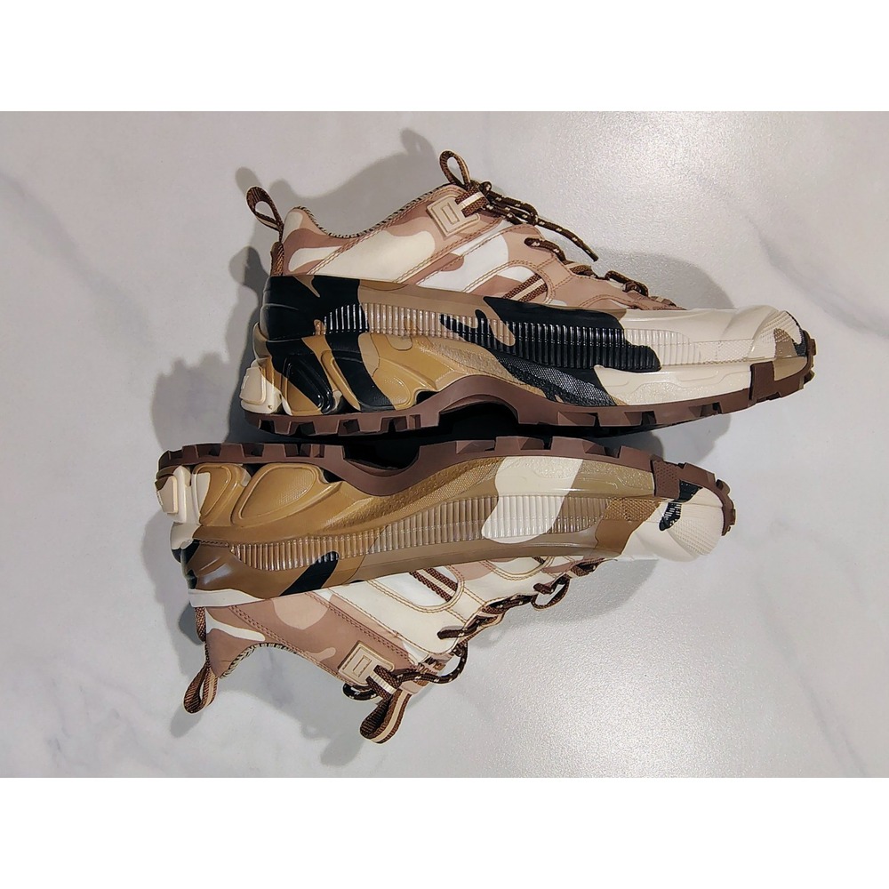 Burberry Camouflage Beige Black Sneakers Arthur Low Top Lace-Up Sz 10 2022 43EU - Picture 9 of 16